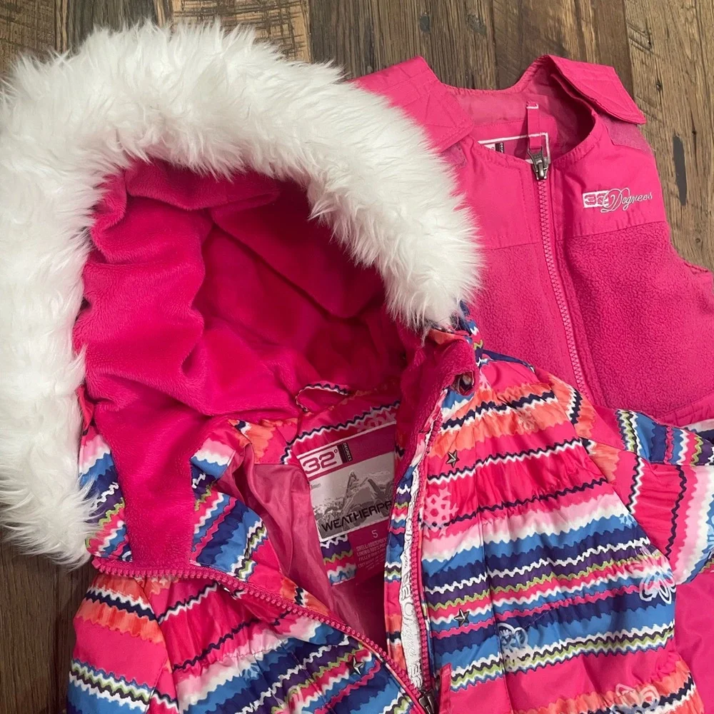 Weatherproof 4pc winter coat gloves & Bibs girl 5